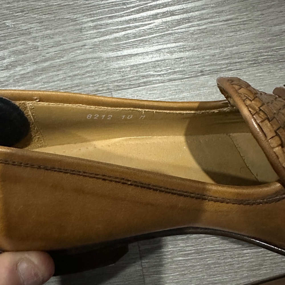 Made in Italy Saks Fifth Avenue Tan Woven Leather Loafers - Picture 7 of 7